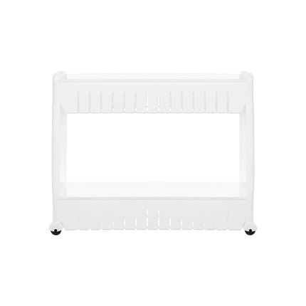 Mobile kitchen shelf on wheels, white