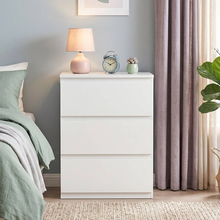 Modern 3-Drawer Dresser, White, 55 x 34 x 75 cm