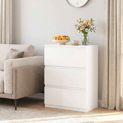 Modern 3-Drawer Dresser, White, 55 x 34 x 75 cm