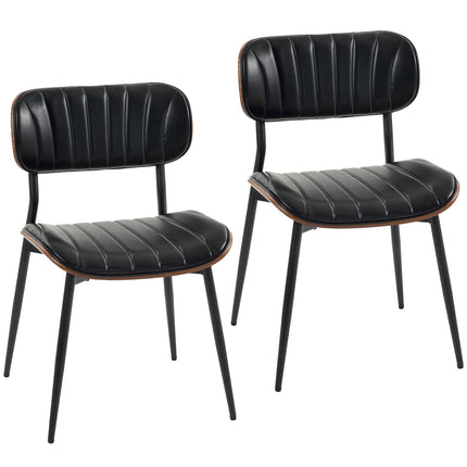 Modern Black PU Leather Dining Chairs, Set of 2