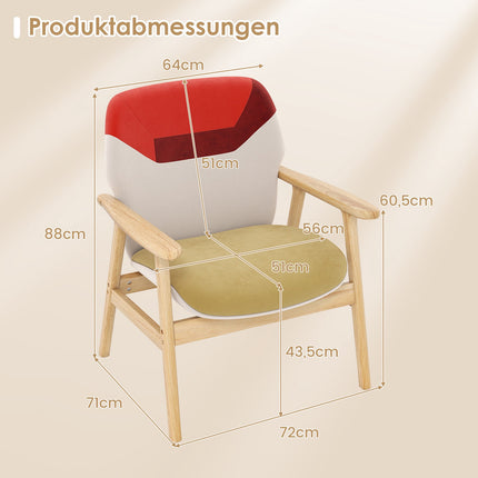 Modern Lounge Chair with Rubberwood Frame and Cushion