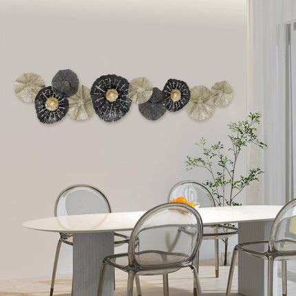 Modern Metal Wall Art – Black & Gold, 134 x 7 x 29 cm