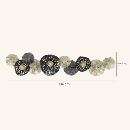 Modern Metal Wall Art – Black & Gold, 134 x 7 x 29 cm