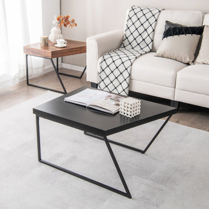 Modern Nesting Coffee Table Set, Black & Brown, 120x60x46 cm