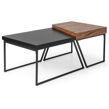 Modern Nesting Coffee Table Set, Black & Brown, 120x60x46 cm