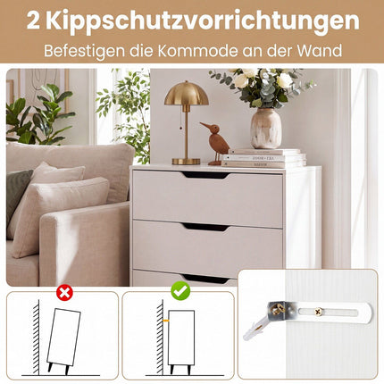 Modern White 3-Drawer Dresser with Metal Legs