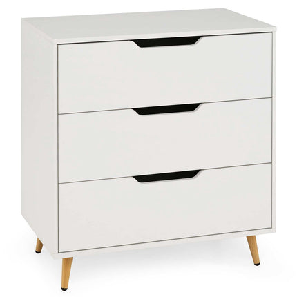 Modern White 3-Drawer Dresser with Metal Legs