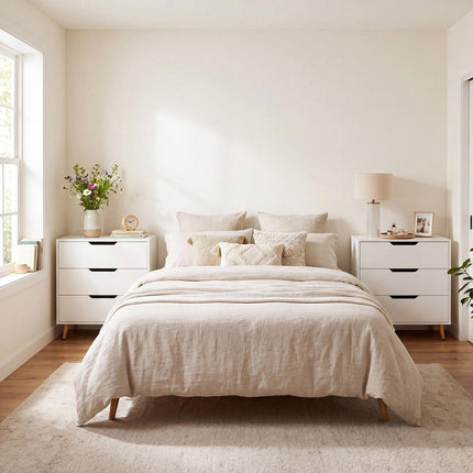 Modern White 3-Drawer Dresser with Metal Legs