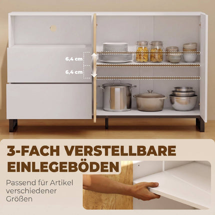 Modern White Sideboard with Soft-Close Doors, 140x40x85 cm
