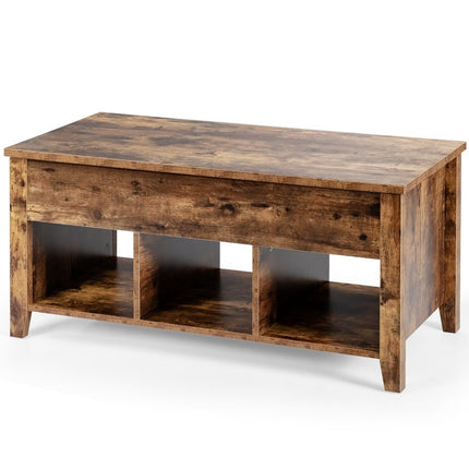 Modern multifunctional coffee table with folding top for living room brown