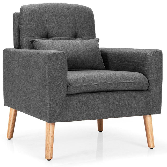 Nowoczesne krzesło relaksacyjne z podłokietnikami i poduszkami na oparcia Wyściełana pojedyncza sofa w kolorze szarym 73 x 77 x 85 cm