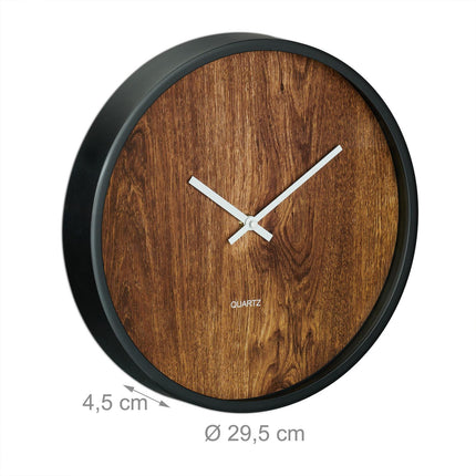 Modern wall clock in wooden look