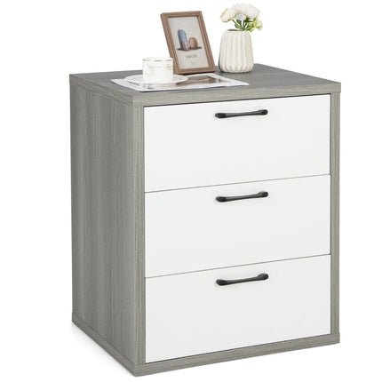 Modern wooden bedside table with 3 pull-out drawers 55 x 47 x 65.5 cm gray + white