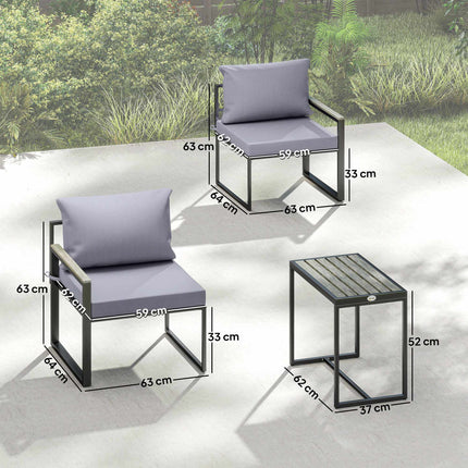 Modular Balcony Furniture Set with Cushions, 3-Piece