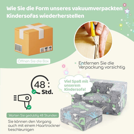 Modular Kids Sofa – Glow-in-the-Dark Play Couch, 71x53x34.5 cm
