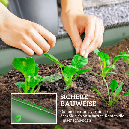 Modular Raised Garden Bed, Metal, Open Base, 150x62x30 cm