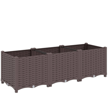 Modular Raised Garden Bed with Self-Watering System, 120x40x37cm