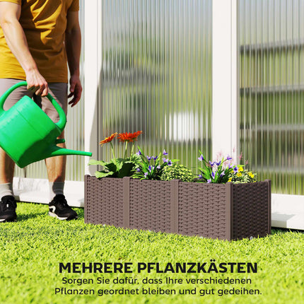 Modular Raised Garden Bed with Self-Watering System, 120x40x37cm