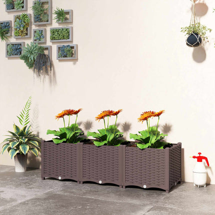 Modular Raised Garden Bed with Self-Watering System, 120x40x37cm
