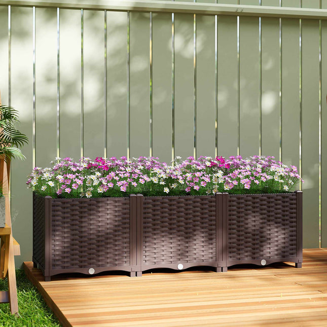 Modular Raised Garden Bed with Self-Watering System, 120x40x37cm
