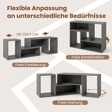 Modular TV Stand for 60" Screens, Gray, 2-Piece Set