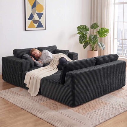 Modular U-Shaped Sofa Bed with Chaise Lounges, Dark Grey Cord