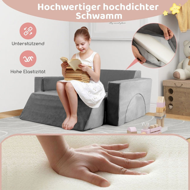 Modular children's sofa, play sofa, modular sofa with removable cover, 105.5 x 101 x 48 cm, grey