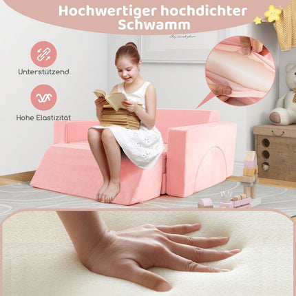 Modular children's sofa, play sofa, modular sofa with removable cover, 105.5 x 101 x 48 cm, pink