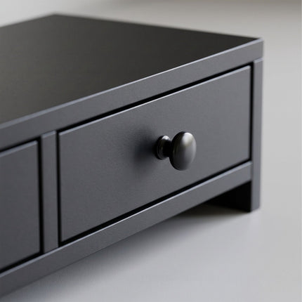 Monitor Stand with 3 Drawers – Black MDF, 10 kg Capacity