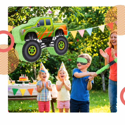 Monster Truck Piñata Set – Stick And Blindfold Included