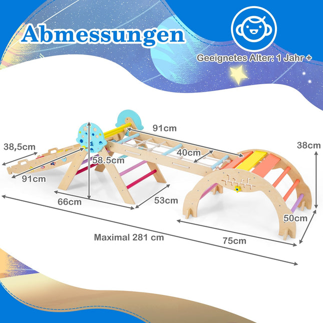 Montessori 9-in-1 Climbing Set with Slide & Ramp