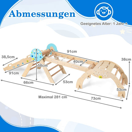 Montessori 9-in-1 Wooden Climbing Set with Slide & Ramp