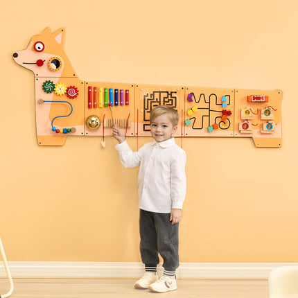 Montessori Activity Wall Busy Board, 12 Games, Puppy