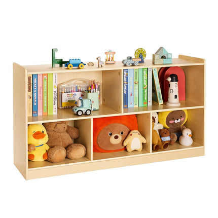 Montessori Bookshelf, 5-Section Kids Toy Storage, Brown