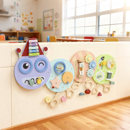 Montessori Busy Board – 7-in-1 Wall Toy, Xylophone, Gears, 108 cm