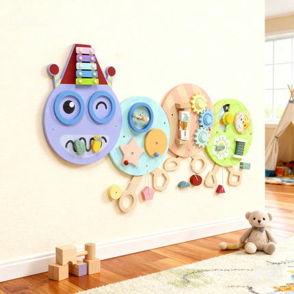 Montessori Busy Board – 7-in-1 Wall Toy, Xylophone, Gears, 108 cm