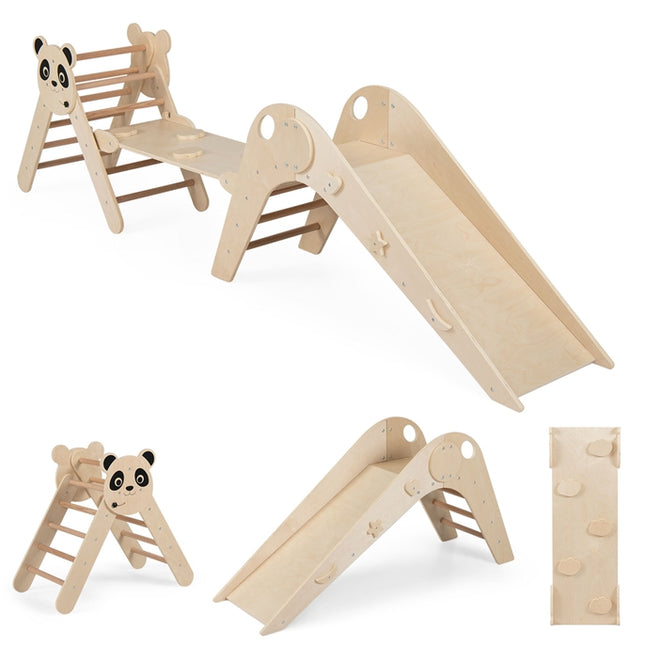 Montessori Wooden Climbing Set with Panda Design