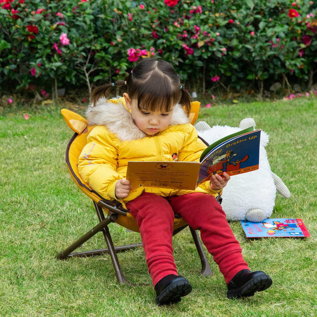 Yellow Folding Camping Chair For Kids - Indoor/Outdoor Steel