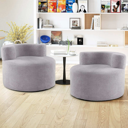 Moon-Shaped Bean Bag Chair with Soft Teddy Fleece, Gray