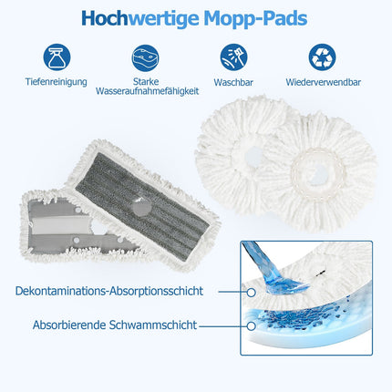 Mop and Bucket Set with Wringer, Dual Heads, 360 Rotation