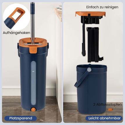 Mop and Bucket System with Spin Function, 2.4L, Navy Blue