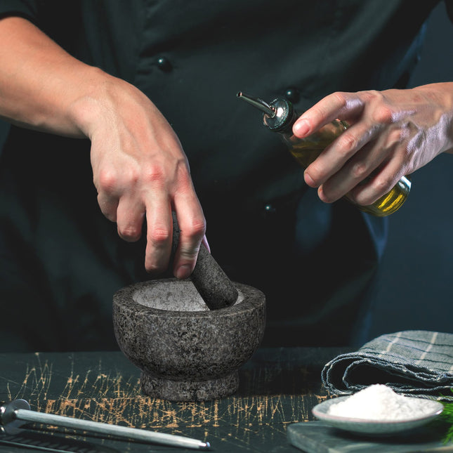Mortar granite with impact