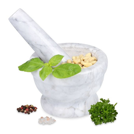 Mortar with marble pestle