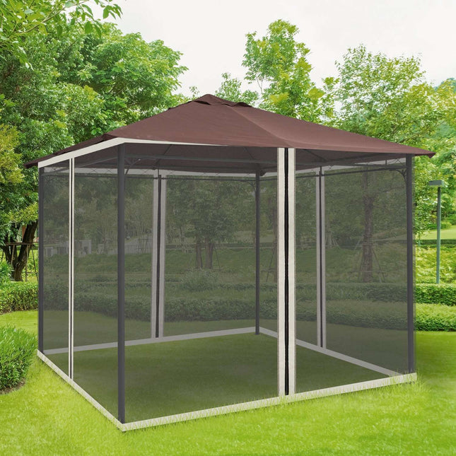 Mosquito Net Gazebo - Black, 3x3m, Zip Nylon Mesh, 4 panels