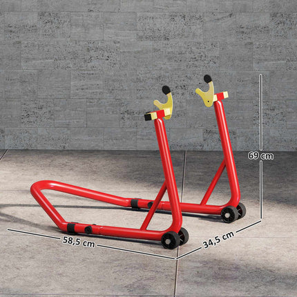 Motorcycle Stand Front/Rear, 544 kg Capacity, Steel, Red