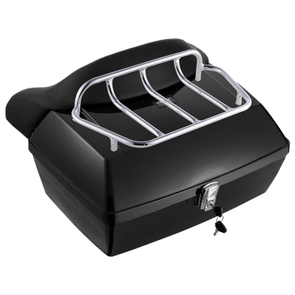 Motorcycle Top Case 48L, Detachable, Reflective Panel, Key Lock, Black
