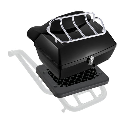 Motorcycle Top Case 48L, Detachable, Reflective Panel, Key Lock, Black