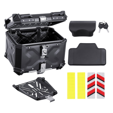 Motorcycle Top Case 55L, Aluminum Alloy, Waterproof, With Lock
