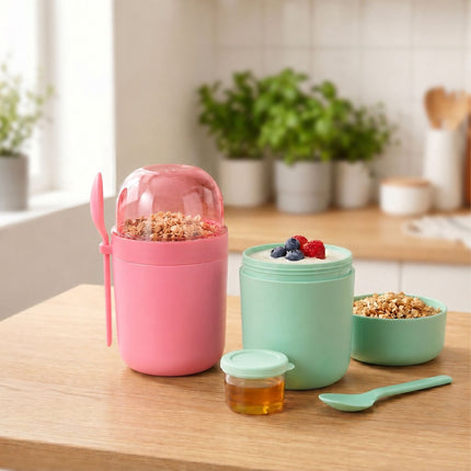 Muesli Cups To Go, 4-Pack, BPA-Free, With Spoon