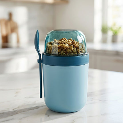 Muesli Cups To Go, 4 Pack, Blue, BPA-Free Plastic